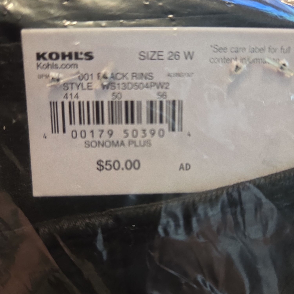 NWT Sonoma Denim Skinny Jeans In Black Form-Fitting Stretchy Size26 - Picture 5 of 6
